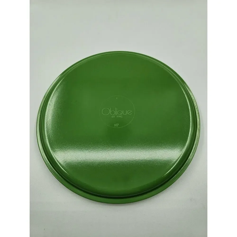 4 Vintage Oblique PMC Green Stacking Melamine Luncheon Plates 7 inch-FREE SHIP